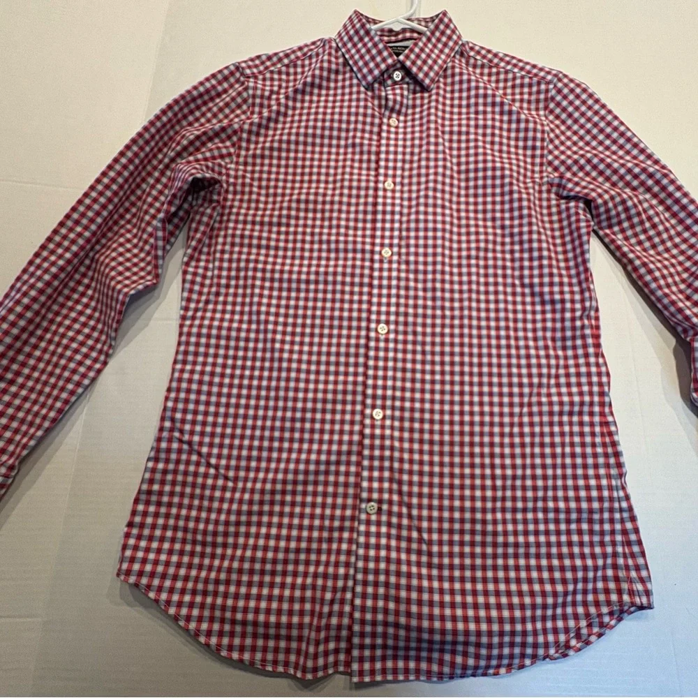Banana Republic Red and white Gingham Dress Shirt Non Iron Medium